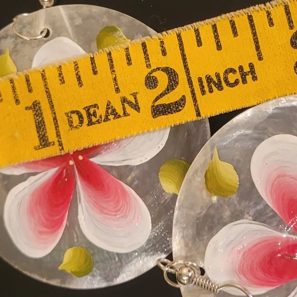 Floral Abalone Shell Earrings - Picture 3 of 4